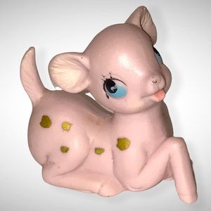 Vintage 1960s Kelvin’s Ceramic Pink Deer Fawn Figurine